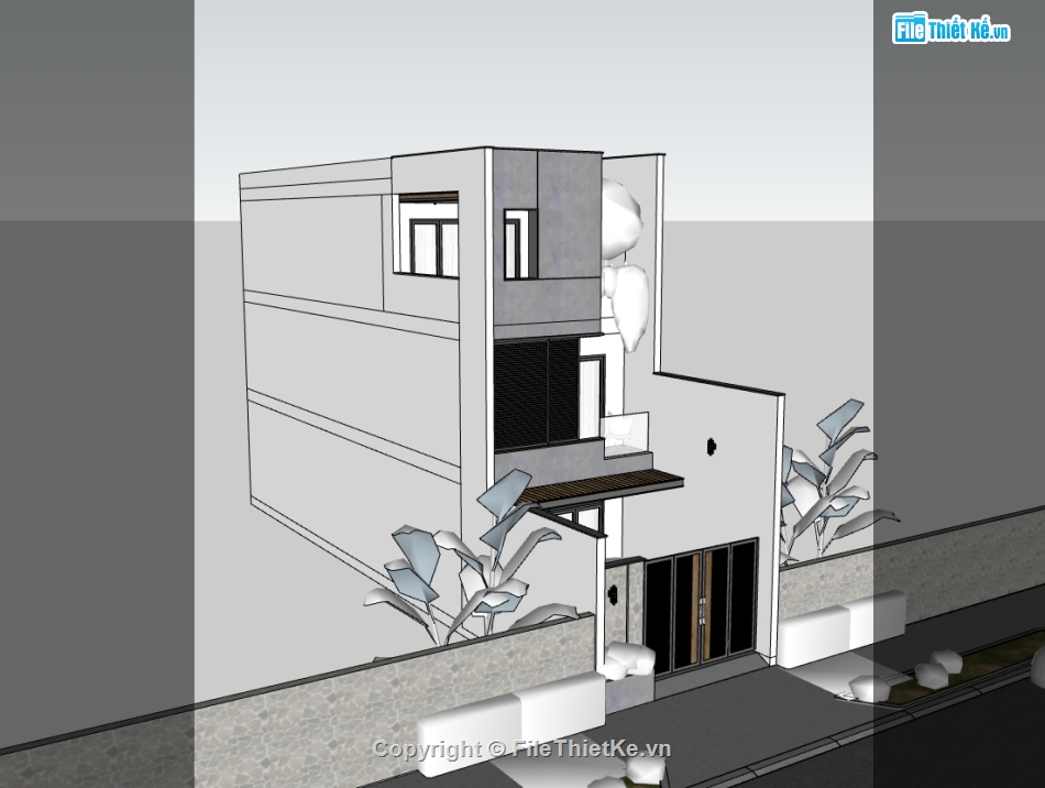 nhà phố 3 tầng,su nhà phố,sketchup nhà phố,su nhà phố 3 tầng