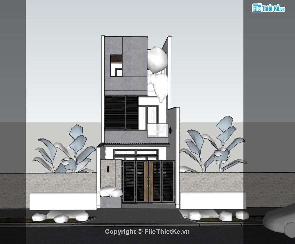 nhà phố 3 tầng,su nhà phố,sketchup nhà phố,su nhà phố 3 tầng