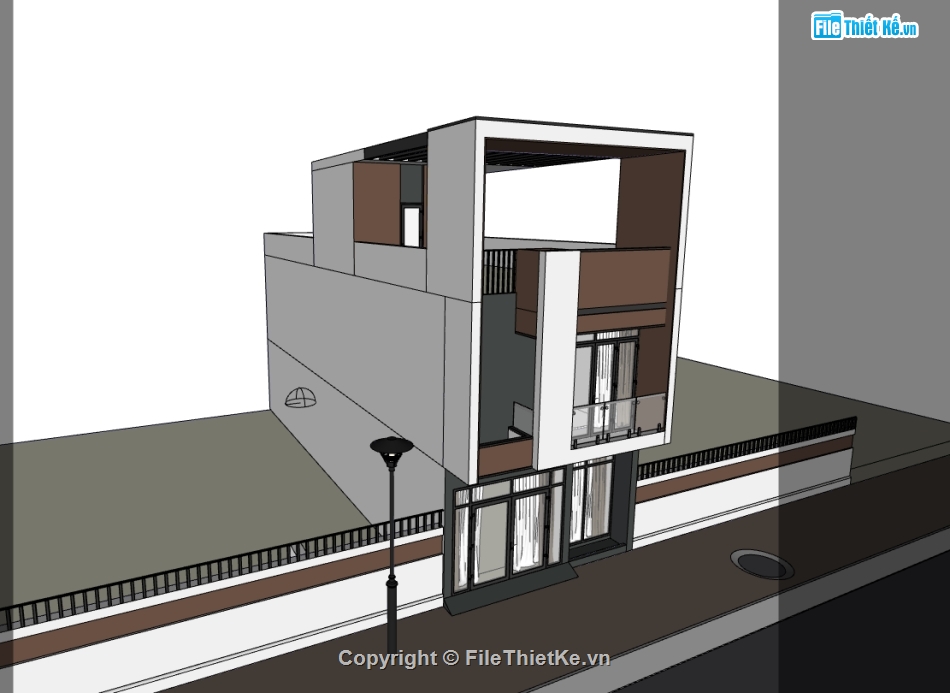 nhà phố 3 tầng,su nhà phố,sketchup nhà phố