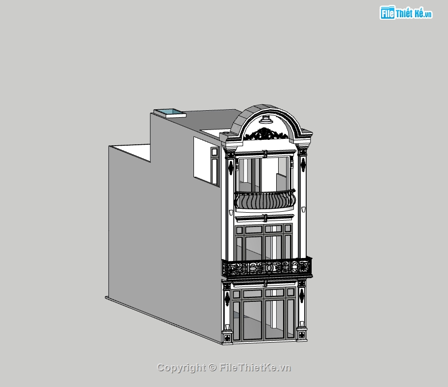 nhà phố 3 tầng,su nhà phố,sketchup nhà phố