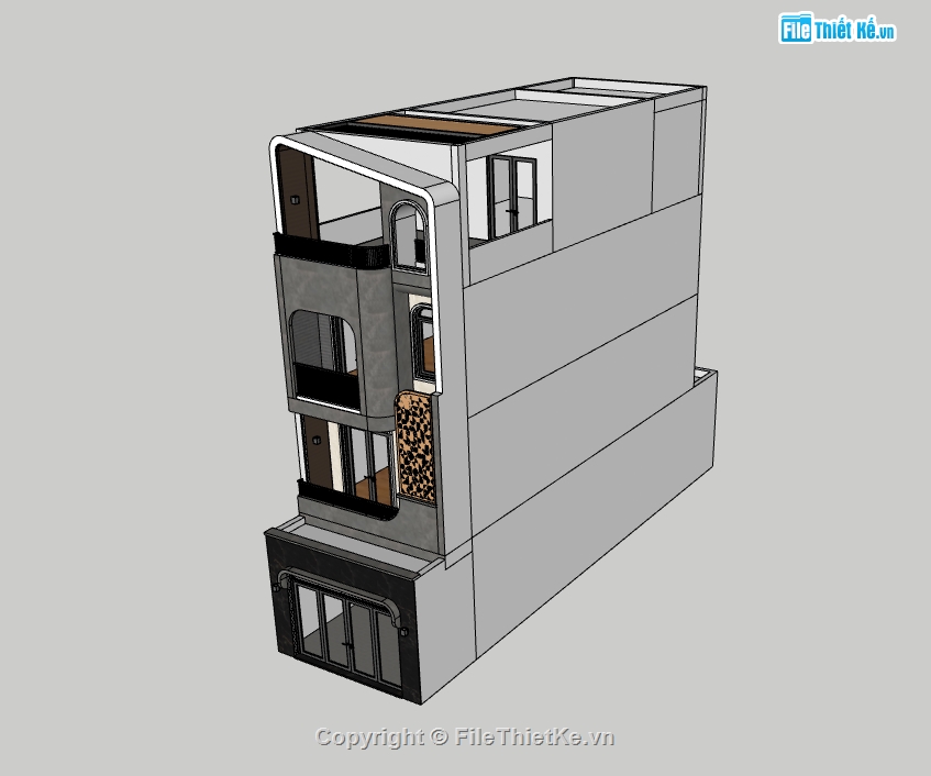 nhà 4 tầng,nhà phố 4 tầng,sketchup nhà phố 4 tầng