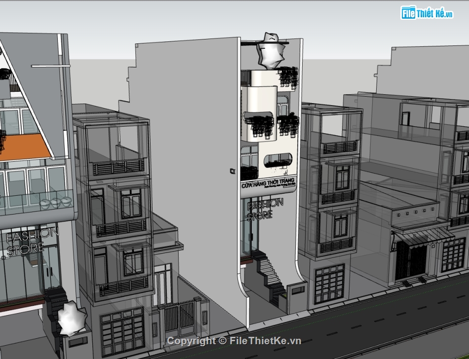 su nhà phố,sketchup nhà phố,nhà phố