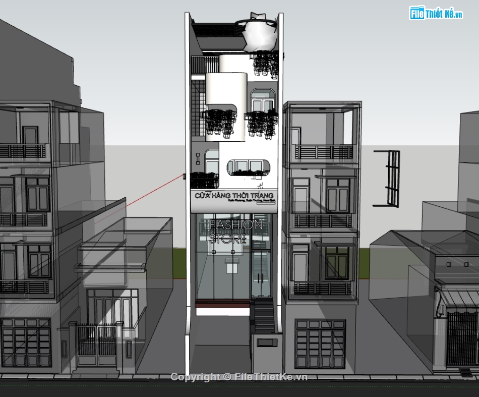 su nhà phố,sketchup nhà phố,nhà phố