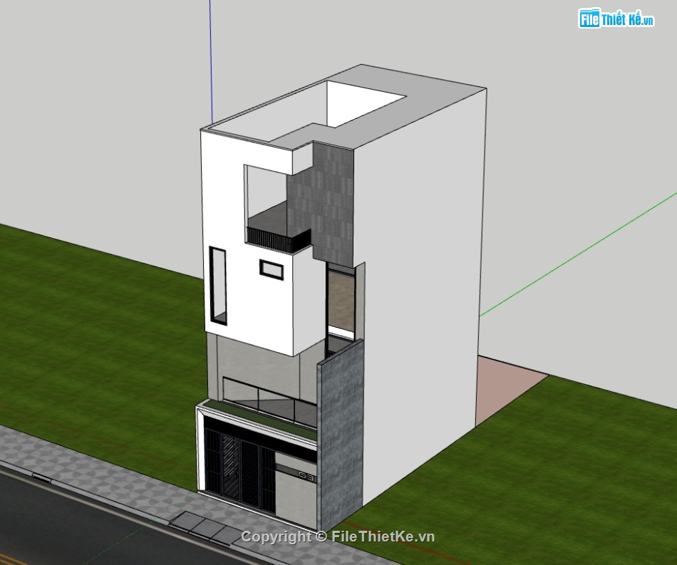 su nhà phố,sketchup nhà phố,nhà phố 4 tầng