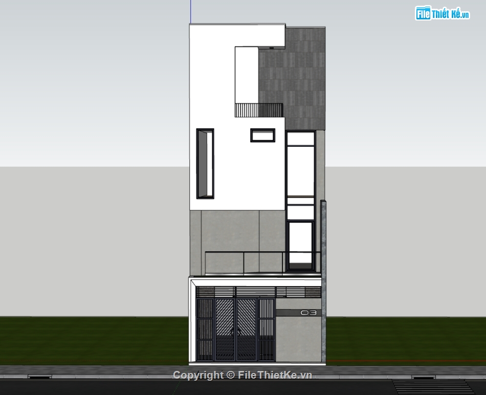 su nhà phố,sketchup nhà phố,nhà phố 4 tầng