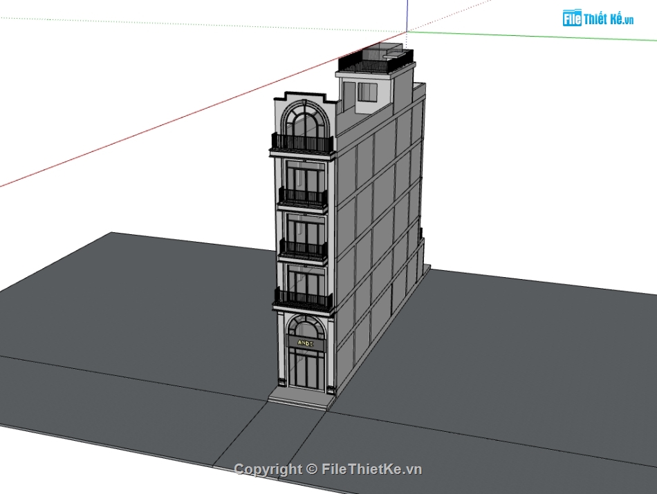 su nhà phố,sketchup nhà phố,nhà phố 5 tầng