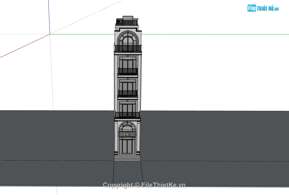 su nhà phố,sketchup nhà phố,nhà phố 5 tầng