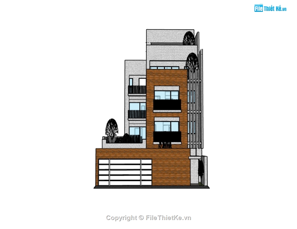 nhà phố 5 tầng,su nhà phố,sketchup nhà phố