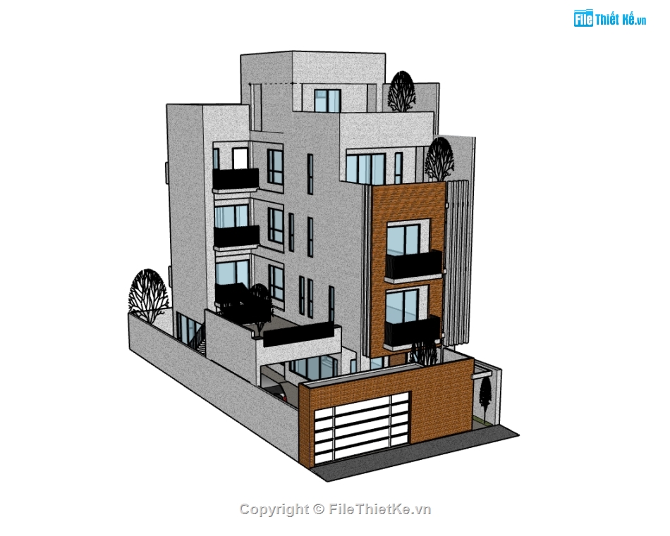 nhà phố 5 tầng,su nhà phố,sketchup nhà phố