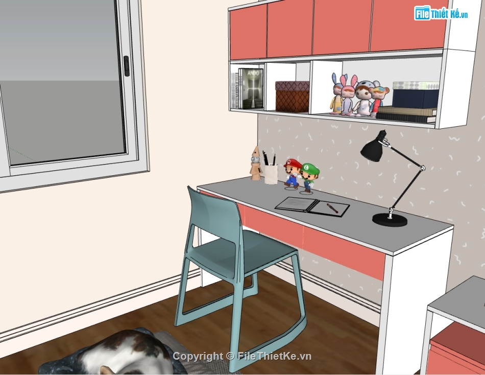 su nội thất phòng ngủ,Mẫu sketchup nội thất phòng ngủ,nội thất phòng bé gái su