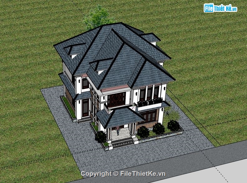 Biệt thự 2 tầng,model su biệt thự 2 tầng,file sketchup biệt thự 2 tầng