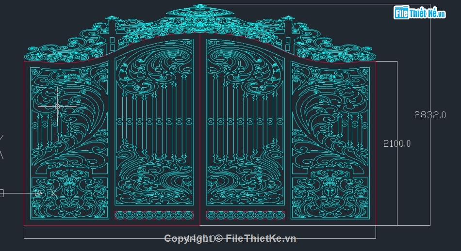 cổng cnc,cổng cnc 2 cánh,file autocad cổng cnc