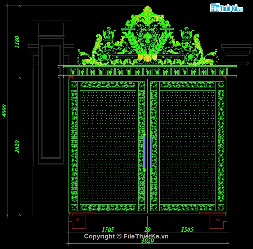 Cổng CNC 2 cánh đẹp,File cad cổng cnc 2 cánh,Autocad cổng cnc 2 cánh,cổng biệt thự cnc,mẫu cổng biệt thự cnc