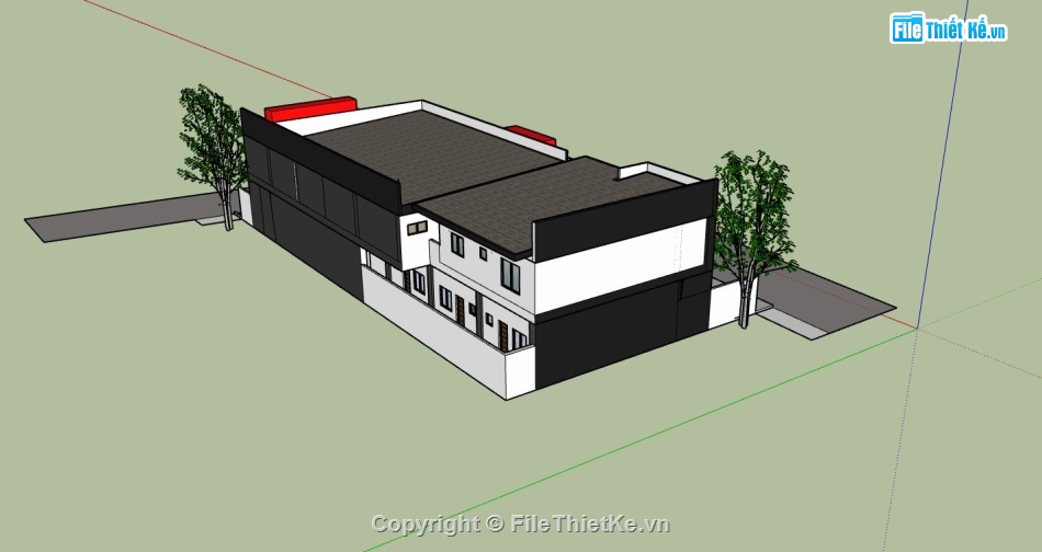 nhà phố liền kề,nhà phố 2 tầng,sketchup nhà phố 2 tầng