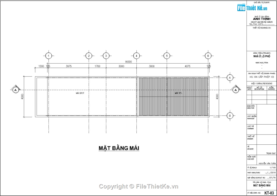 Nhà phố 1 tầng,Thiết kế nhà 1 tầng gác xép,File,Thiế kế 1 tầng gác lửng,Bản vẽ cấp phép nhà 4x16m,File Autocad thiết kế cấp phép nhà phố