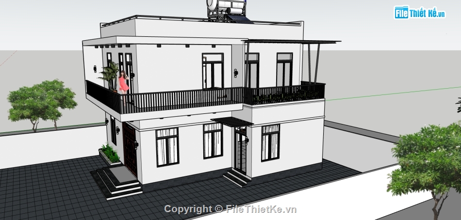 File Sketchup biệt thự,Biệt thự 2 tầng hiện đại,Thiết kế biệt thự,biệt thự 2 tầng