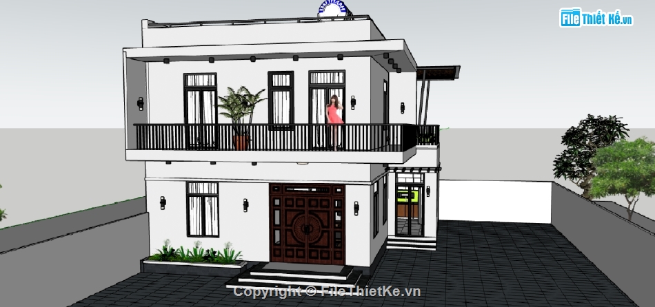 File Sketchup biệt thự,Biệt thự 2 tầng hiện đại,Thiết kế biệt thự,biệt thự 2 tầng