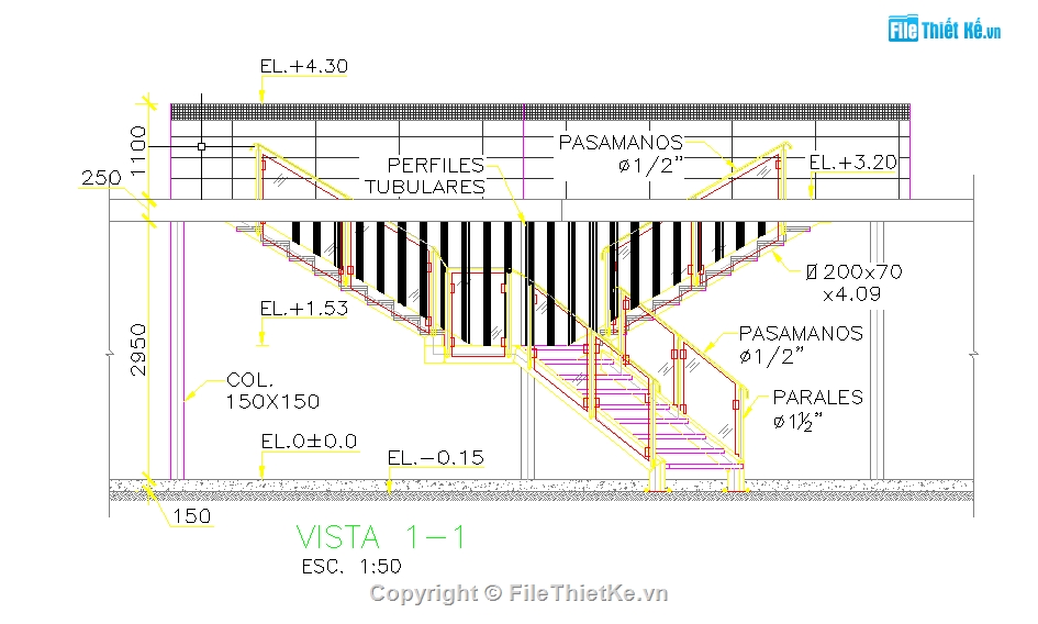 thiết kế chi tiết cầu thang,chi tiết cầu thang file cad,file autocad thiết kế cầu thang