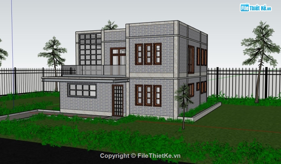 biệt thự 2 tầng,sketchup biệt thự,file su biệt thự miễn phí