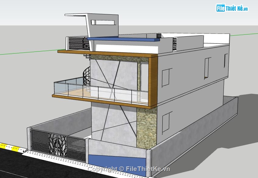 Nhà phố 2 tầng,model su nhà phố 2 tầng,file su nhà phố 2 tầng,file sketchup nhà phố 2 tầng