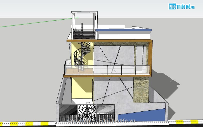 Nhà phố 2 tầng,model su nhà phố 2 tầng,file su nhà phố 2 tầng,file sketchup nhà phố 2 tầng