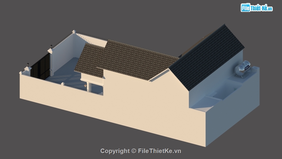 nhà cấp 4 chữ l,Nhà cấp 4 10x13m,cad nhà cấp 4,sketchup nhà cấp 4,bản vẽ nhà cấp 4,thiết kế nhà cấp 4