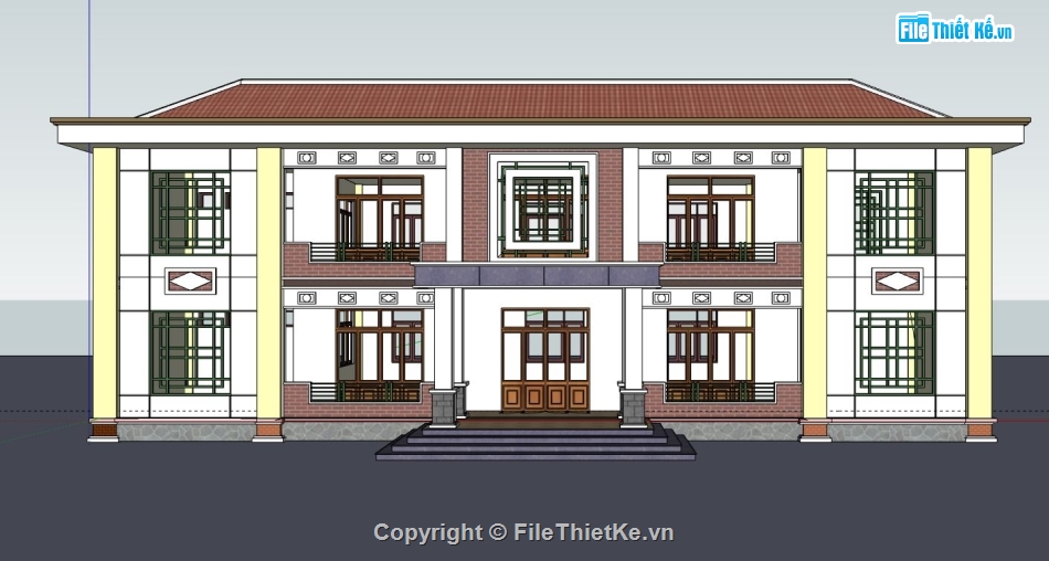 mẫu thiết kế ủy ban,bản vẽ ủy ban xã,mẫu sketchup ủy ban xã