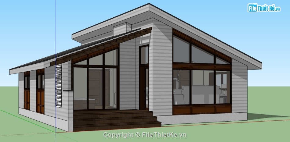 file su nhà 1 tầng,model su nhà 1 tầng,model sketchup nhà 1 tầng,file sketchup nhà 1 tầng