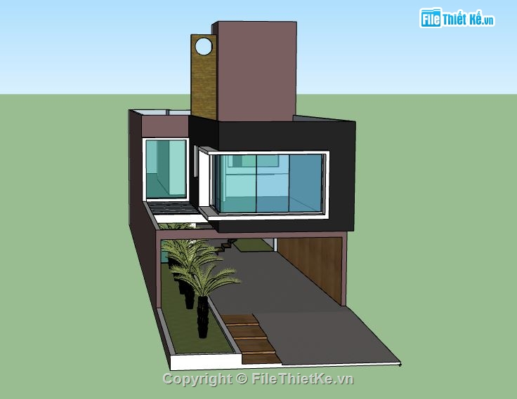 Nhà phố 2 tầng,file sketchup nhà phố 2 tầng,nhà phố 2 tầng file su,model su nhà phố 2 tầng