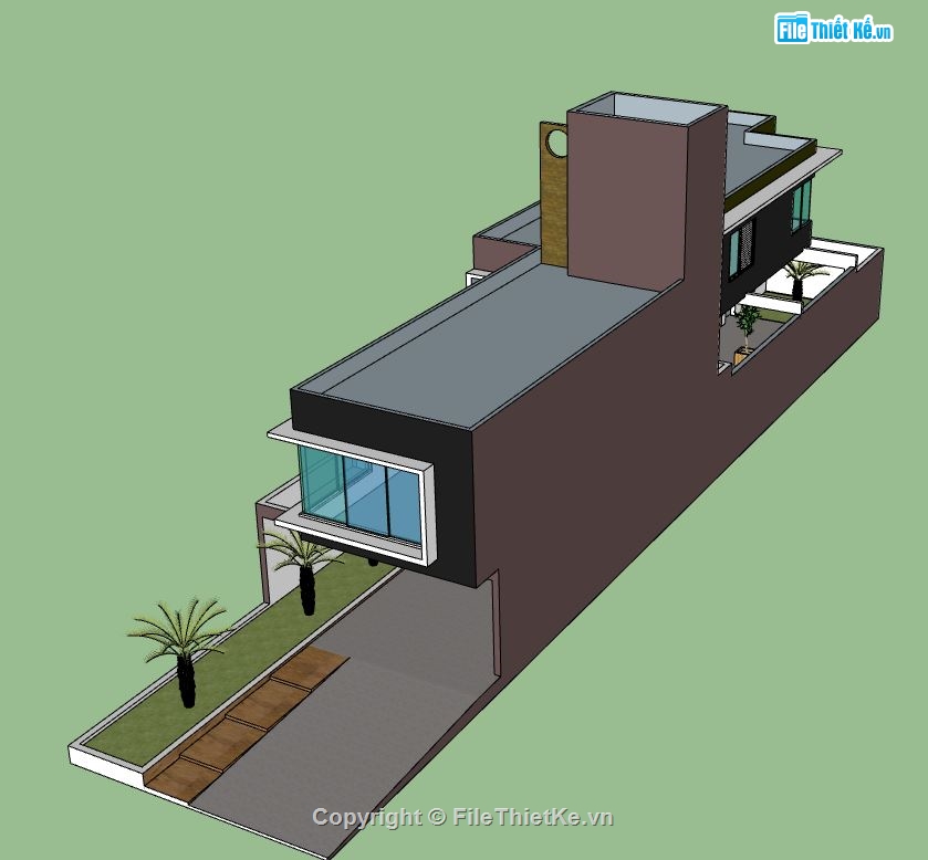 Nhà phố 2 tầng,file sketchup nhà phố 2 tầng,nhà phố 2 tầng file su,model su nhà phố 2 tầng