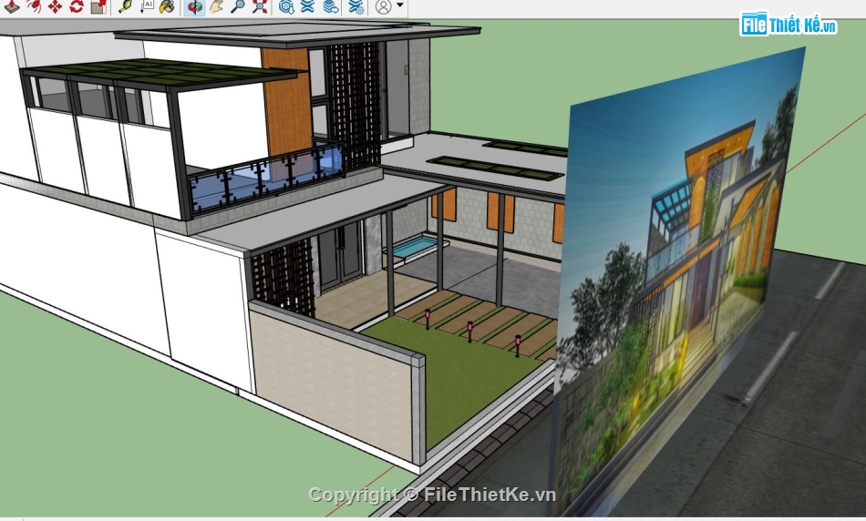 mẫu biệt thự 2 tầng,biệt thự 2 tầng su,sketchup biệt thự 2 tầng,su biệt thự 2 tầng