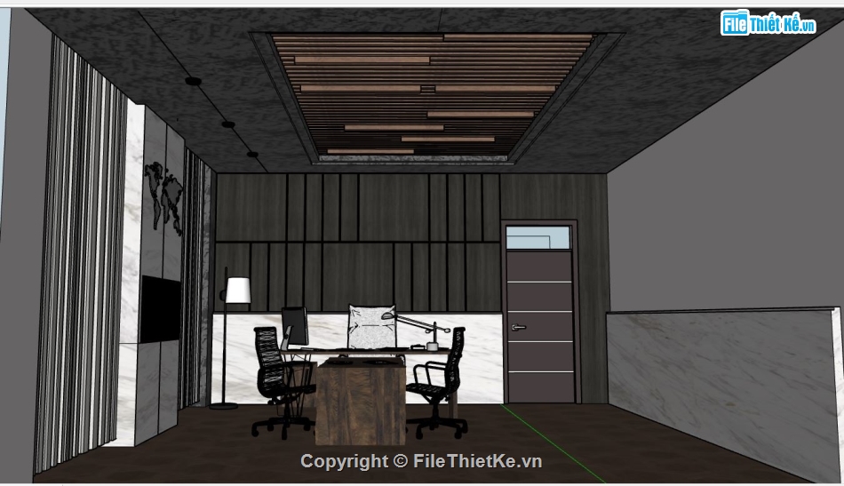 file sketchup phòng làm việc,phòng làm việc sketchup,phòng làm việc