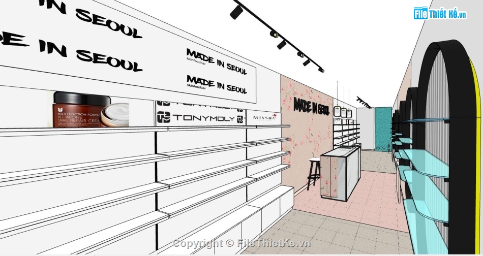 shop mỹ phẩm,su shop mỹ phẩm,Sketchup shop mỹ phẩm