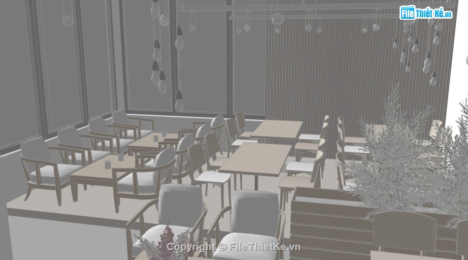 thiết kế nội thất quán cafe,model sketchup quán cafe,sketchup coffee