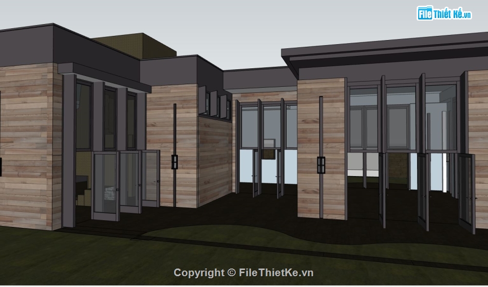 biệt thự 1 tầng,model su biệt thự 1 tầng,sketchup biệt thự 1 tầng