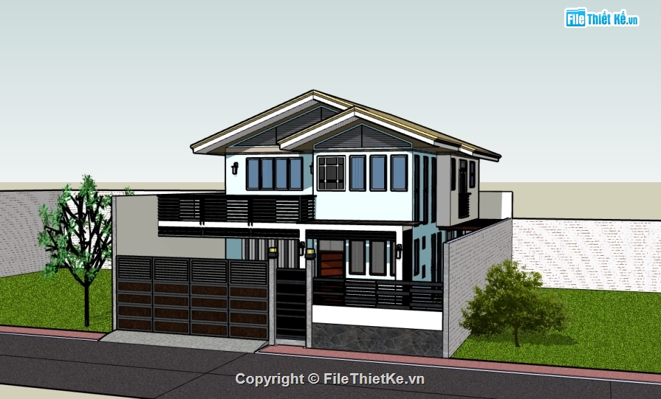 File su nhà phố 2 tầng,model su nhà phố 2 tầng,sketchup nhà phố 2 tầng,file sketchup nhà phố 2 tầng