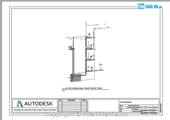 Model 3d,cấp thoát nước,cấp nước,nhà cao tầng,nhà 3 tầng,thuyết minh