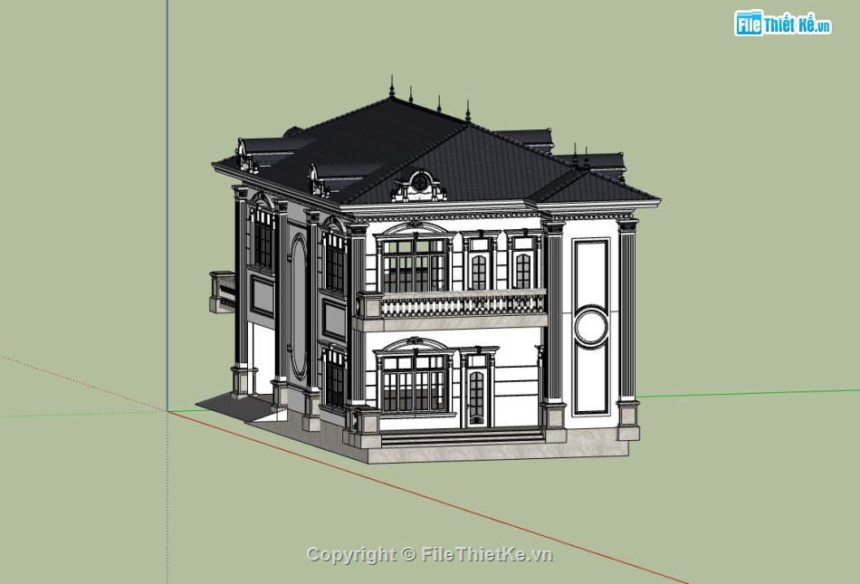 biệt thự 2 tầng,model su biệt thự 2 tầng,phối cảnh biệt thự 2 tầng,file biệt thự 2 tầng