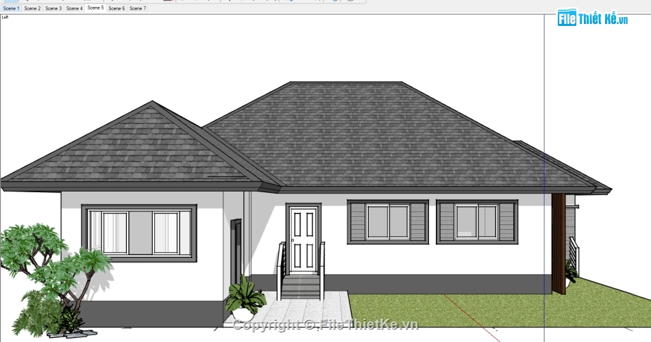 mẫu nhà 1 tầng sketchup,nhà 1 tầng su,mẫu biệt thự 1 tầng su,biệt thự 1 tầng,su biệt thự 1 tầng