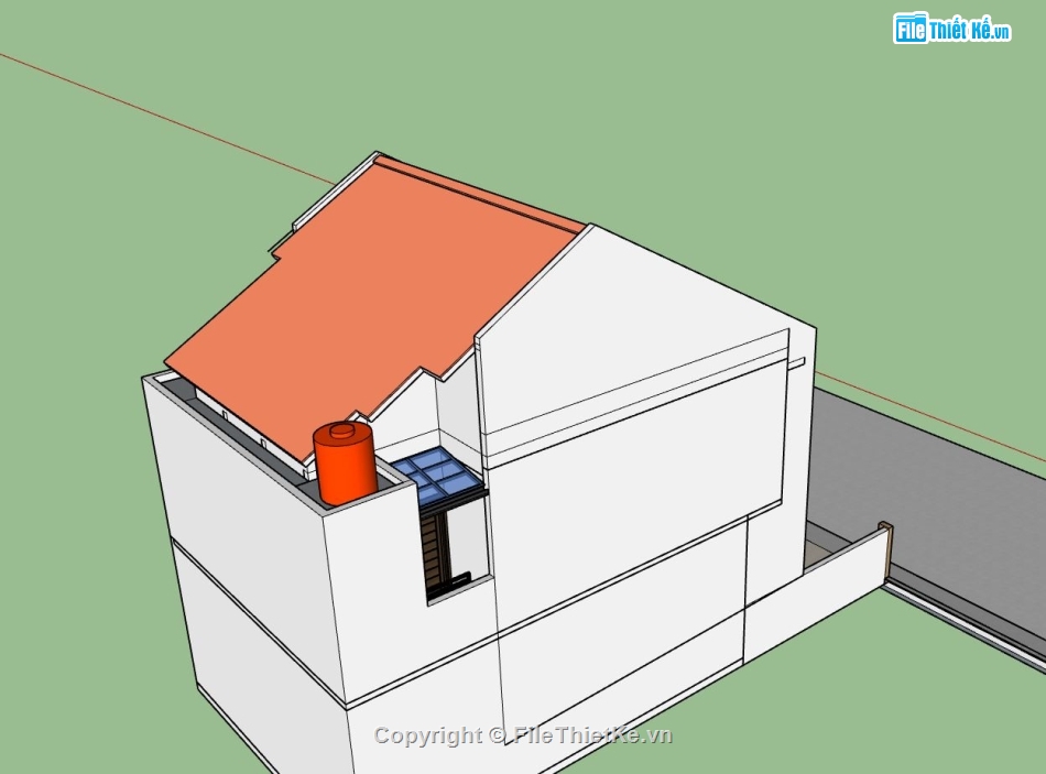 nhà phố 2 tầng,phối cảnh nhà phố 2 tầng,mẫu nhà phố đẹp,file sketchup nhà phố