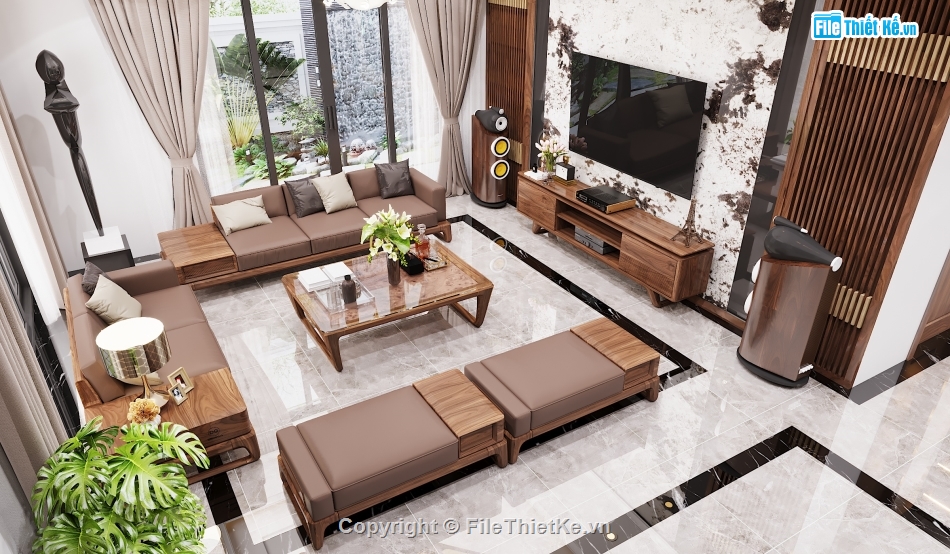 Model 3dmax nội thất phòng khách biệt thự sang trọng và hiện đại 2024: Sử dụng công nghệ 3dmax để thiết kế nội thất phòng khách biệt thự là một xu hướng trong năm