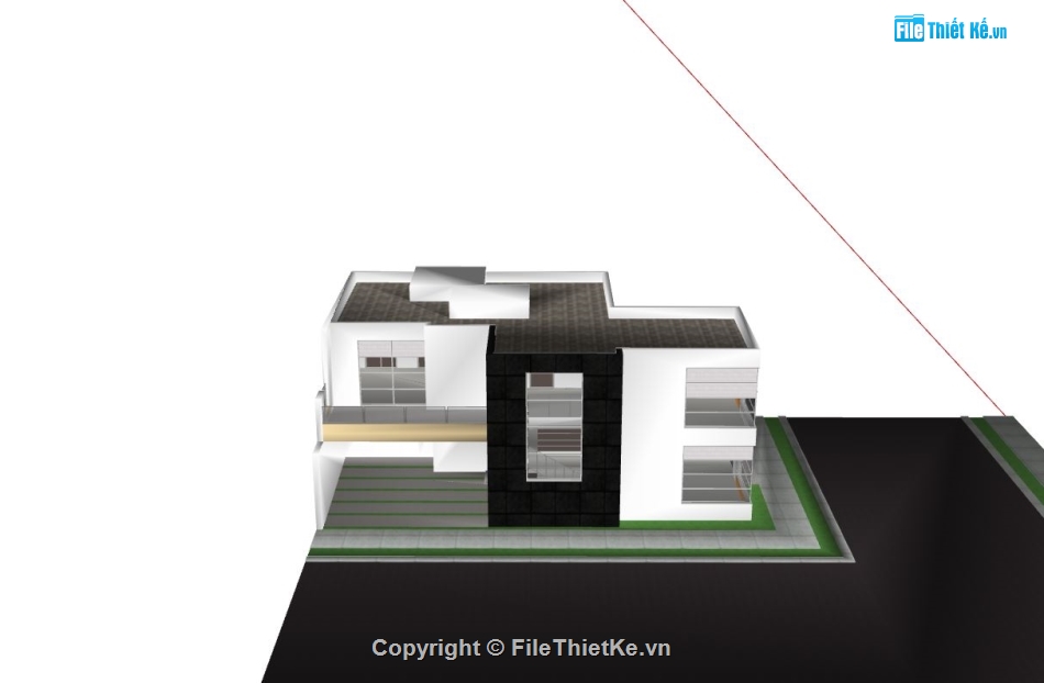 biệt thự 2 tầng,model su biệt thự 2 tầng,phối cảnh biệt thự 2 tầng,file sketchup biệt thự 2 tầng