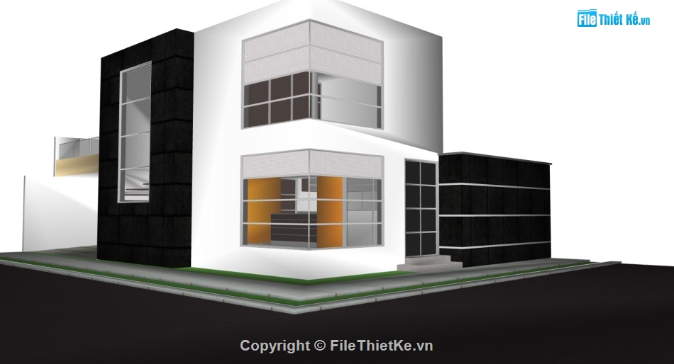 biệt thự 2 tầng,model su biệt thự 2 tầng,phối cảnh biệt thự 2 tầng,file sketchup biệt thự 2 tầng