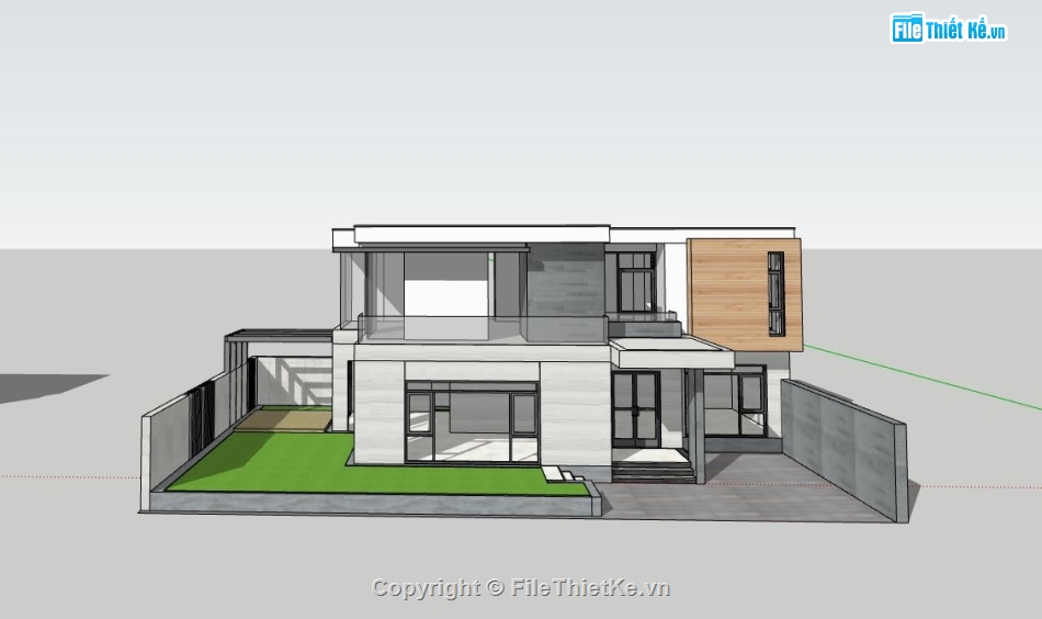 biệt thự 2 tầng,file sketchup biệt thự,biệt thự hiện đại