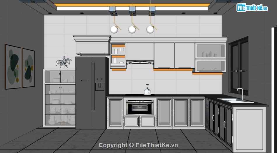 bếp đẹp,Model 3d Phòng bếp,file sketchup bếp ăn