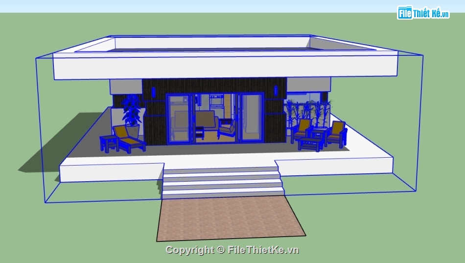 file sketchup  nhà 1 tầng,file 3d nhà 1 tầng,3d nhà 1 tầng,sketchup nhà 1 tầng