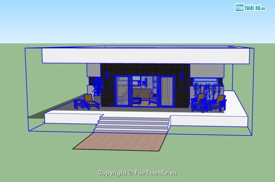 file sketchup  nhà 1 tầng,file 3d nhà 1 tầng,3d nhà 1 tầng,sketchup nhà 1 tầng