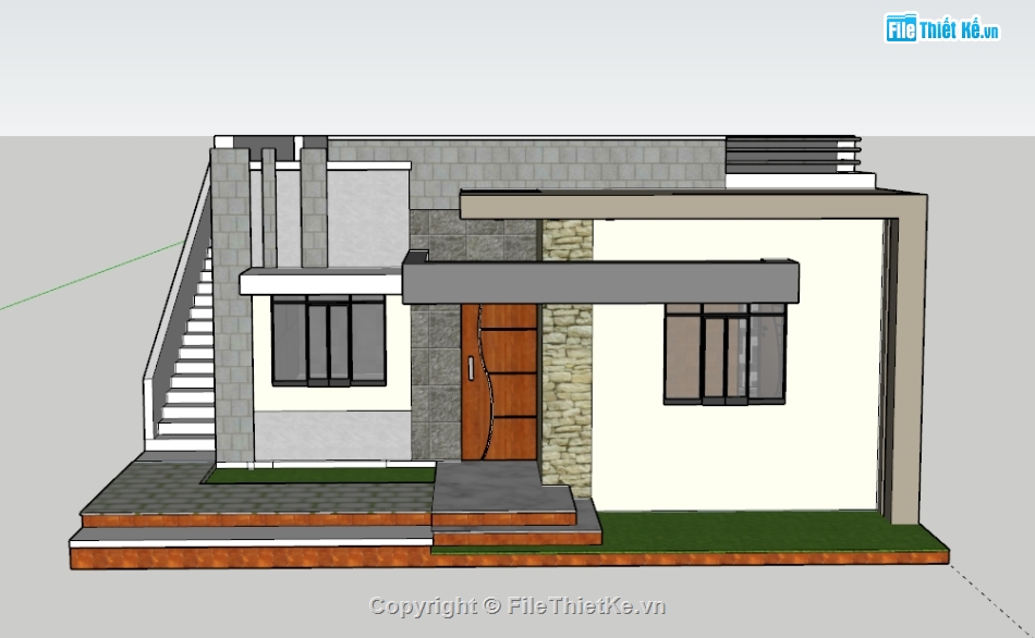 nhà 1 tầng,nhà cấp 4,model sketchup