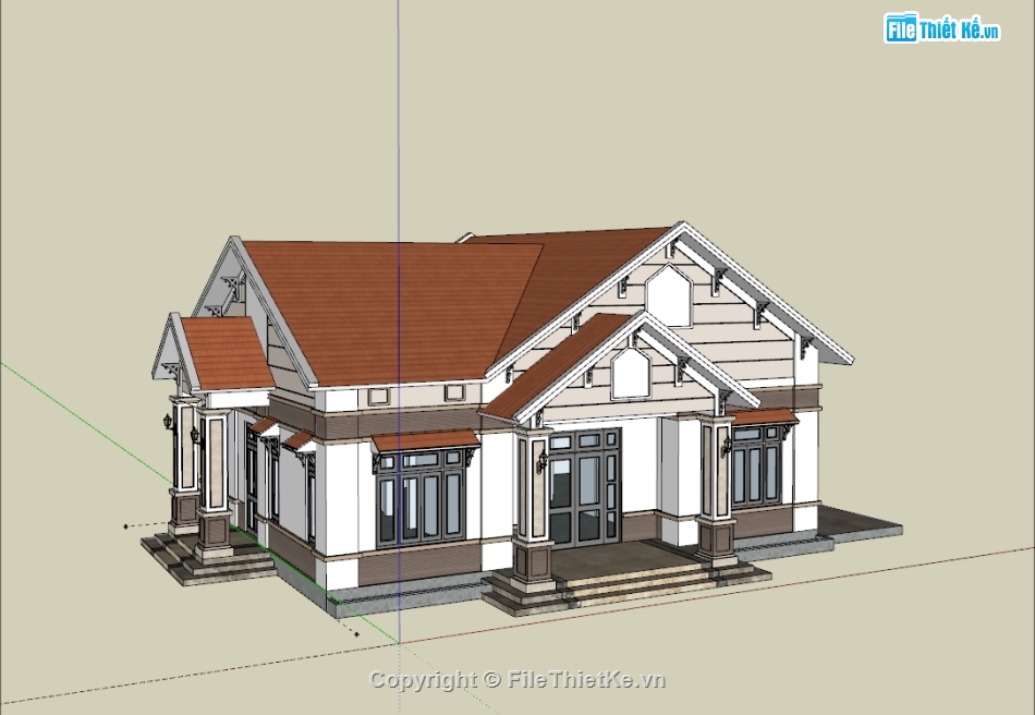 nhà cấp 4,nhà 1 tầng,model nhà 1 tầng