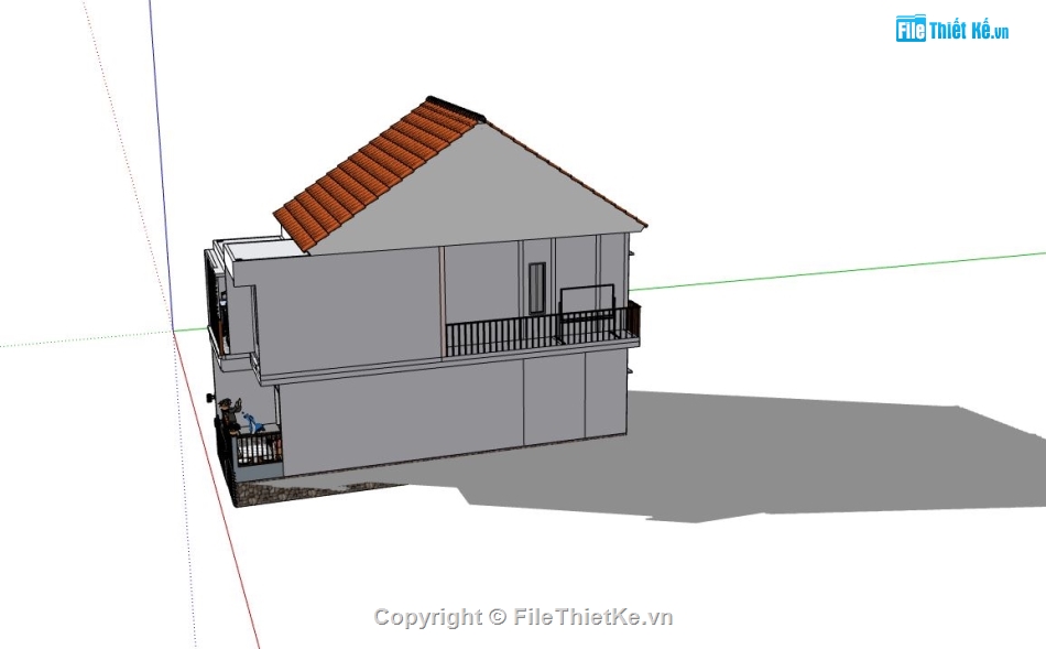 nhà phố 2 tầng,phối cảnh nhà phố,sketchup nhà phố 2 tầng,su nhà phố